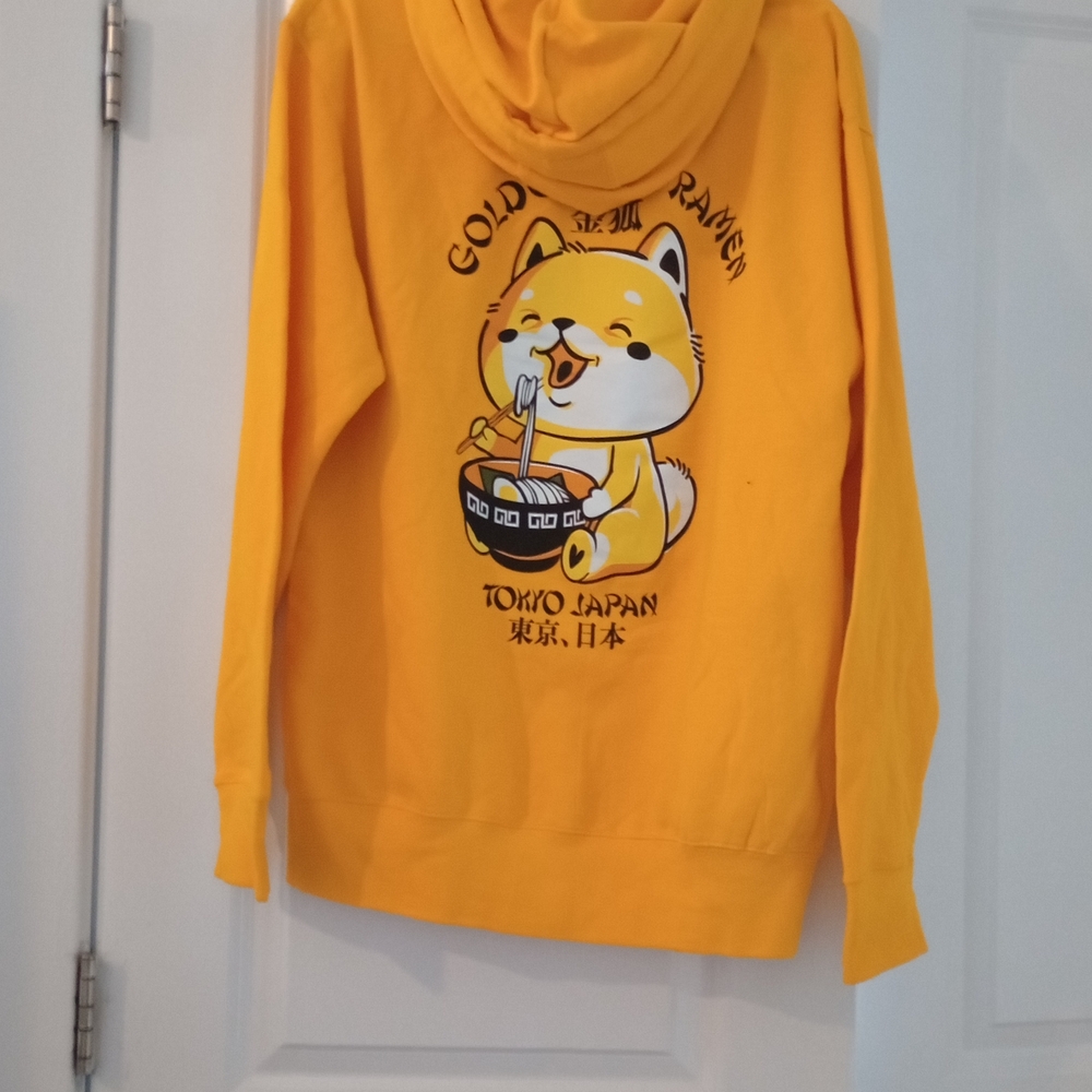 SCW Medium Yellow Hoodie with Cute Ramen Dog Print